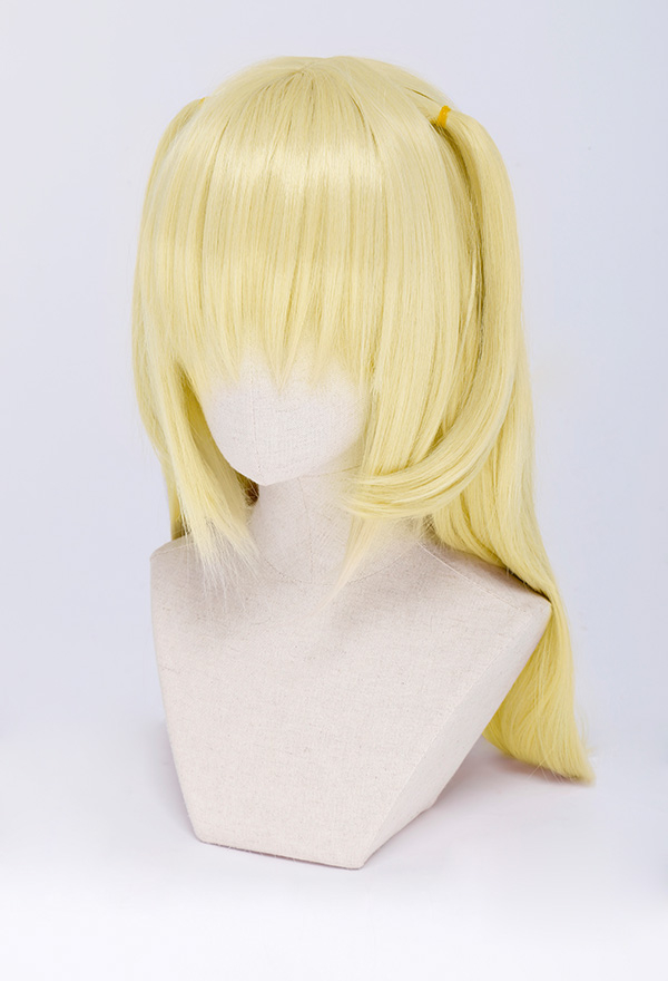 Halloween Party Wear Golden Wig with Two Hair Ties