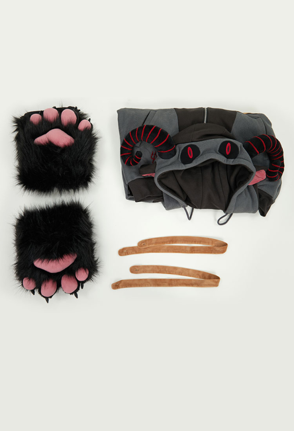 Demon Sheep Hoodie Black Plush Paw Hoodie Daily Wear Demon Sheep Hoodie Black Plush Paw Hoodie Daily Wear