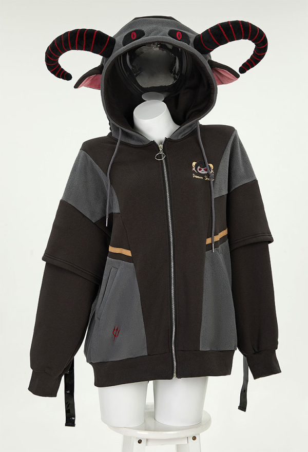 Demon Sheep Hoodie Black Plush Paw Hoodie Daily Wear Demon Sheep Hoodie Black Plush Paw Hoodie Daily Wear