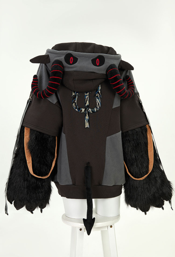 Demon Sheep Hoodie Black Plush Paw Hoodie Daily Wear Demon Sheep Hoodie Black Plush Paw Hoodie Daily Wear