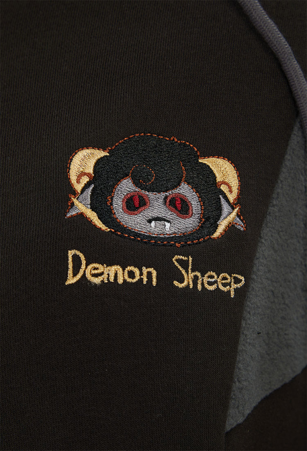 Demon Sheep Hoodie Black Plush Paw Hoodie Daily Wear Demon Sheep Hoodie Black Plush Paw Hoodie Daily Wear