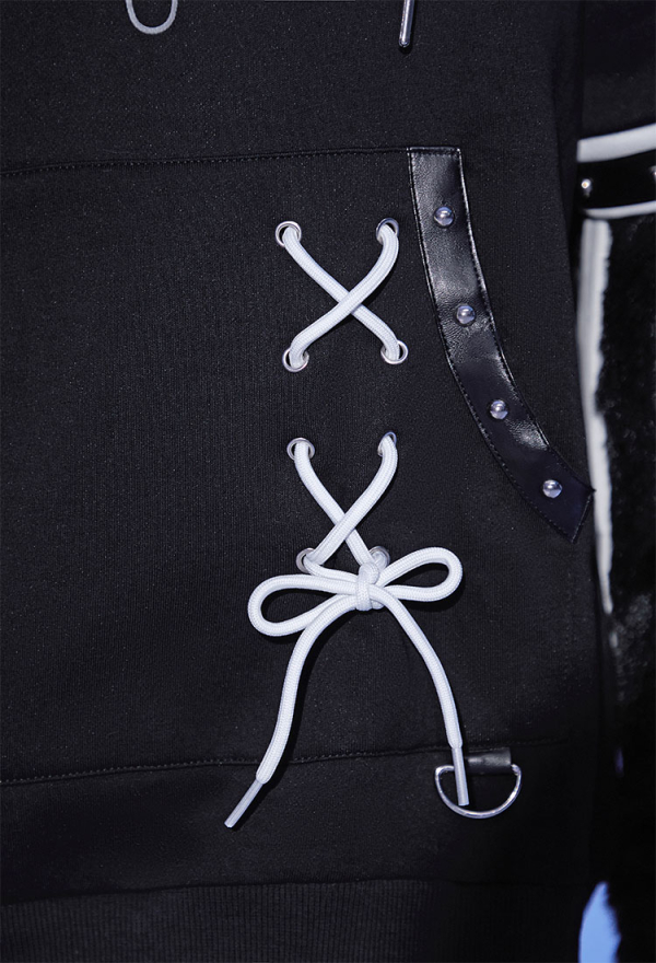 Cute but Sharp Cat Hoodie Black and White Furry Paw Hoodie Daily Wear Cute but Sharp Cat Hoodie Black and White Furry Paw Hoodie Daily Wear