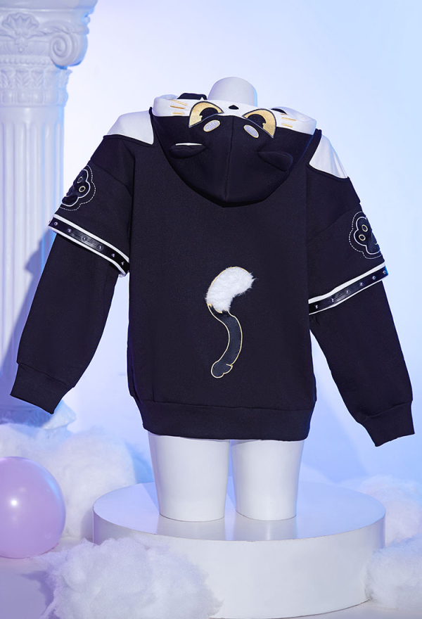 Cute but Sharp Cat Hoodie Black and White Furry Paw Hoodie Daily Wear Cute but Sharp Cat Hoodie Black and White Furry Paw Hoodie Daily Wear