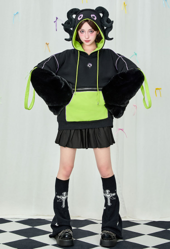 Cthulhu Kitten Design Furry Paw Hoodie Octopus Foot Hooded Sweatshirt
