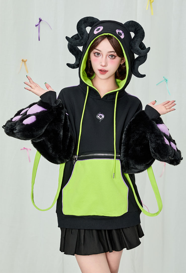 Cthulhu Kitten Design Furry Paw Hoodie Octopus Foot Hooded Sweatshirt Cthulhu Kitten Design Furry Paw Hoodie Octopus Foot Hooded Sweatshirt