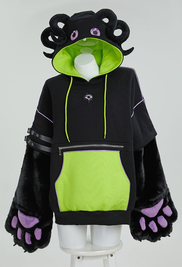 Cthulhu Kitten Design Furry Paw Hoodie Octopus Foot Hooded Sweatshirt Cthulhu Kitten Design Furry Paw Hoodie Octopus Foot Hooded Sweatshirt