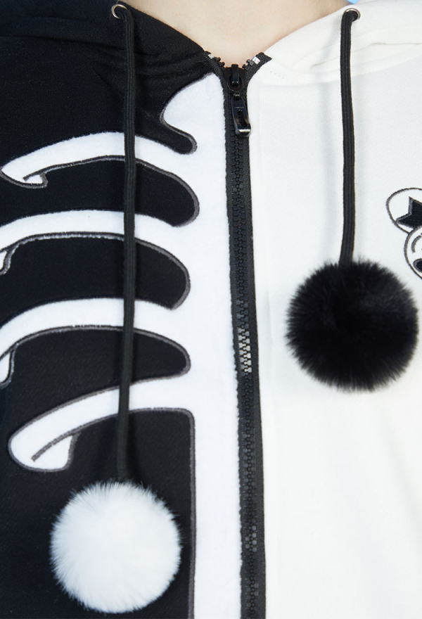 Skeleton Bear Hoodie Black and White Furry Paw Hoodie Daily Wear Skeleton Bear Hoodie Black and White Furry Paw Hoodie Daily Wear