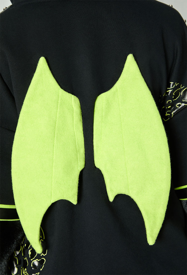 Dragon Paw Hoodie Black and Green Zip Up Hoodie Daily Wear