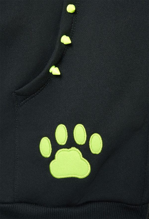 Dragon Paw Hoodie Black and Green Zip Up Hoodie Daily Wear