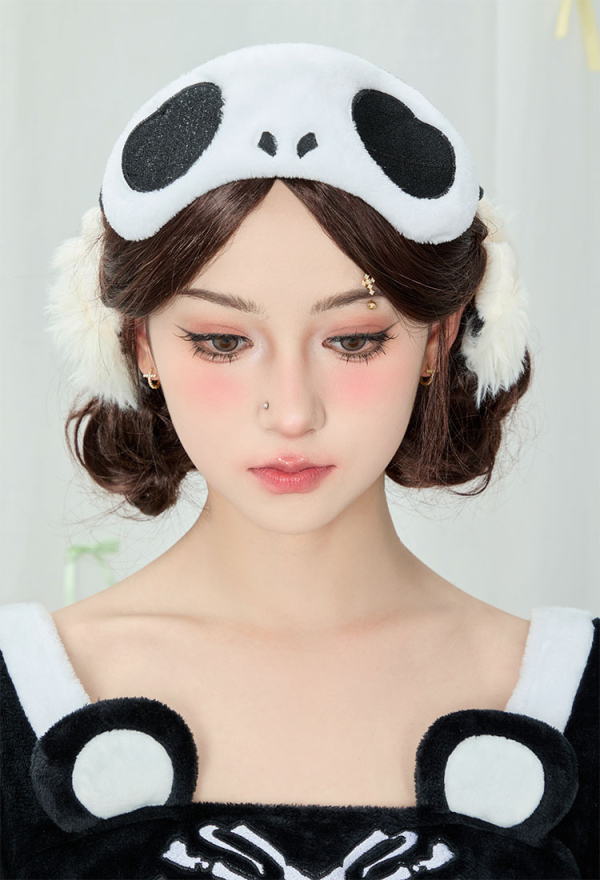Black and White Skeleton Top and Skirt Set Demon Dog Skull Plush Set with Hat