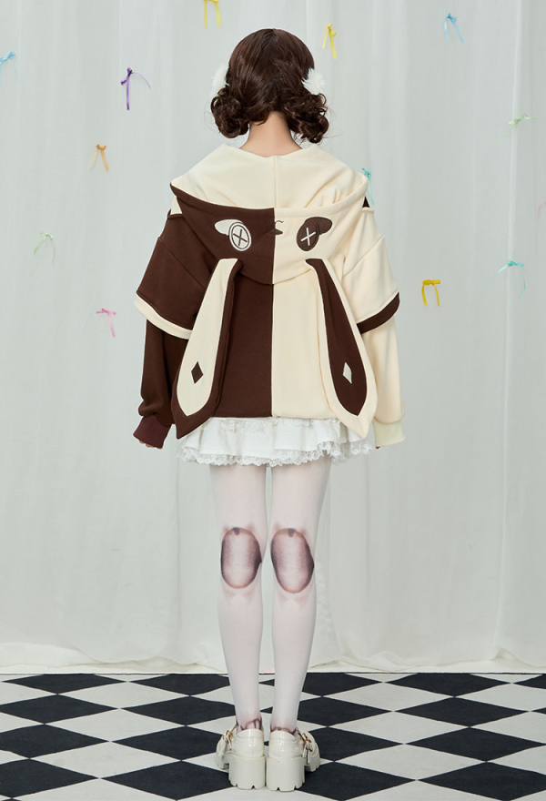 Easter Bunny Paw Hoodie Rabbit Ear Printed Hoodie Daily Wear