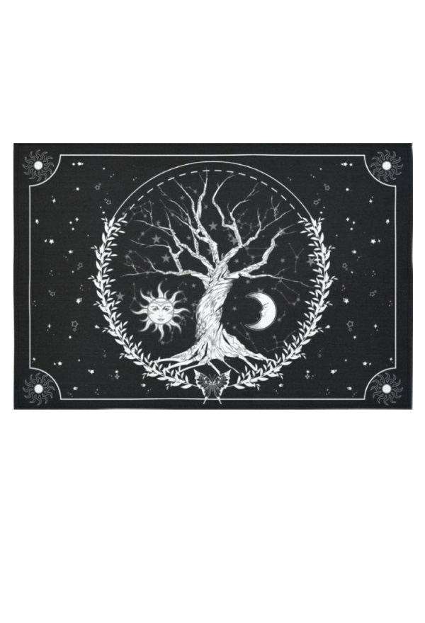 Gothic Black Tree Of Life Tapestry 60x40 Inch