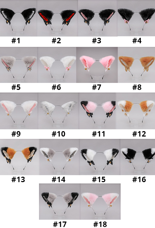 E-Girl Kawaii Lolita Halloween Cat Fox Plush Ears Headband Faux Fur Bell Bow Decorated Cosplay Headband