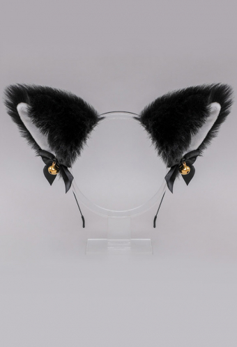 E-Girl Kawaii Lolita Halloween Cat Fox Plush Ears Headband Faux Fur Bell Bow Decorated Cosplay Headband
