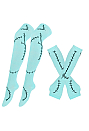 Halloween Gothic Blue Stitch Thigh-High Stockings with Arm Warmers Ragdoll Cosplay Set