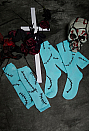 Halloween Gothic Blue Stitch Thigh-High Stockings with Arm Warmers Ragdoll Cosplay Set