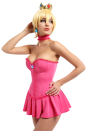 Women Halloween Pink Princess Costume with Skirt and Lace Decorations