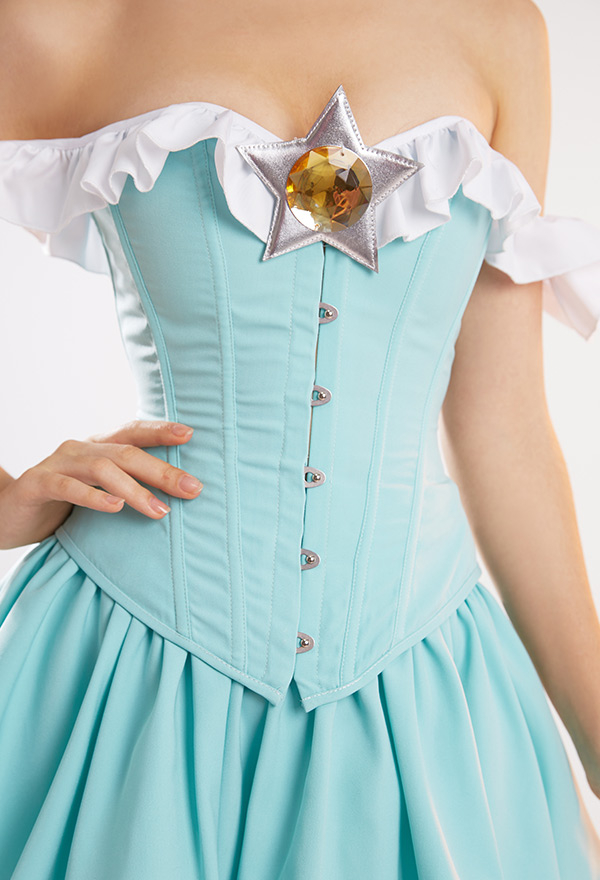 Sky Princess Sexy Blue Tube Top and Skirt Set with Crown and Earings