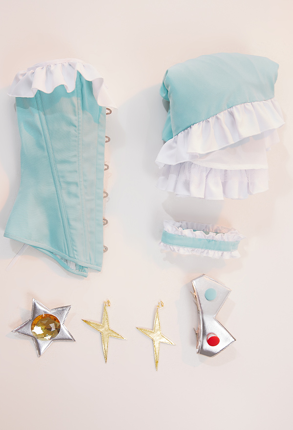 Sky Princess Sexy Blue Tube Top and Skirt Set with Crown and Earings