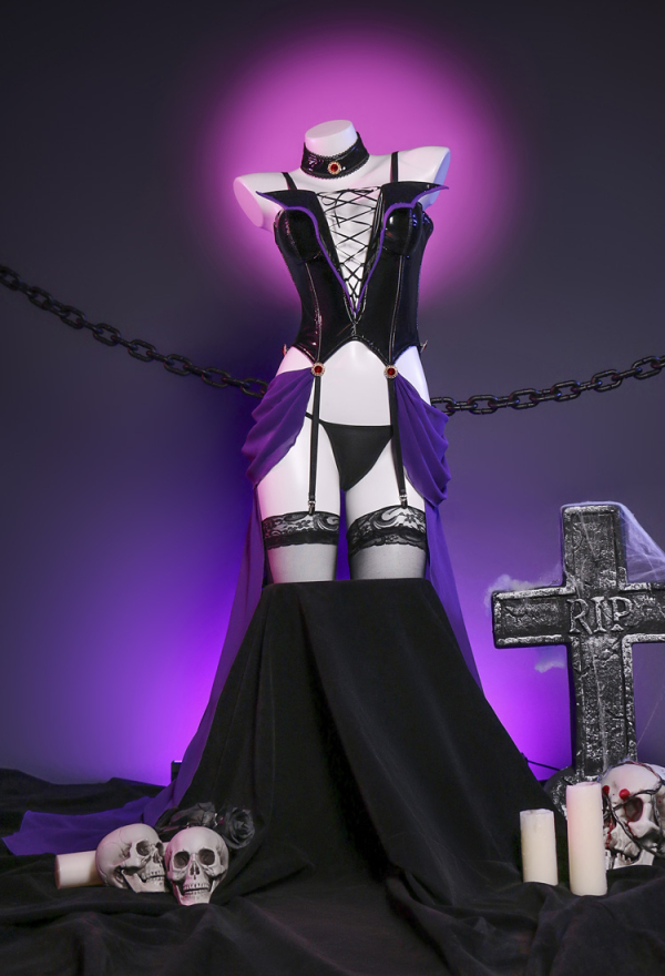 Love Healer Women Gothic Sexy Front Hollow High Slit PU Leather Sexy Lingerie Set Corset and Thong with Choker and Thigh Socks Love Healer Women Gothic Sexy Front Hollow High Slit PU Leather Sexy Lingerie Set Corset and Thong with Choker and Thigh Socks