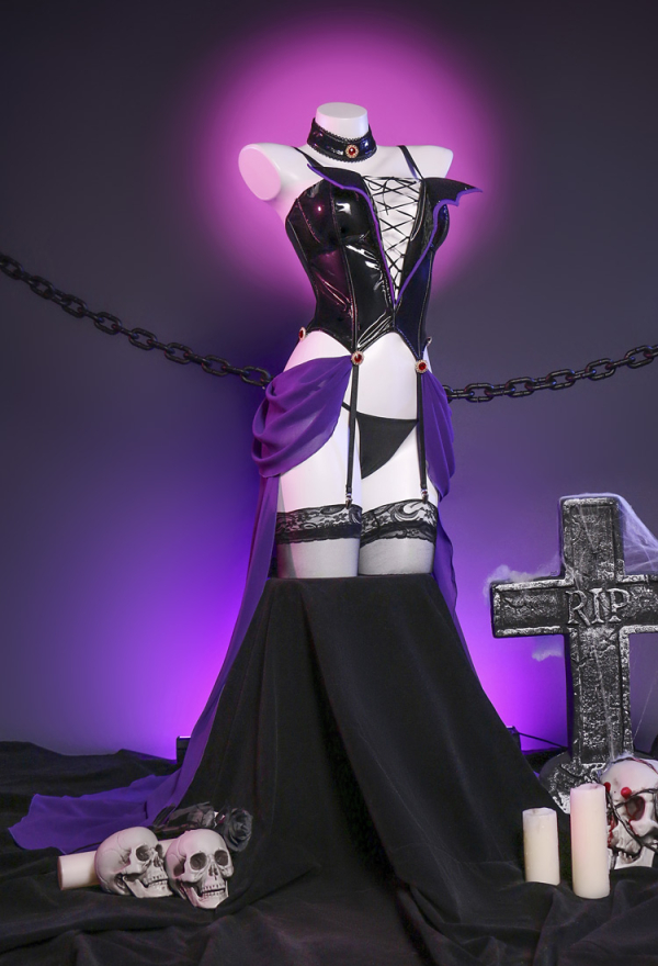 Love Healer Women Gothic Sexy Front Hollow High Slit PU Leather Sexy Lingerie Set Corset and Thong with Choker and Thigh Socks Love Healer Women Gothic Sexy Front Hollow High Slit PU Leather Sexy Lingerie Set Corset and Thong with Choker and Thigh Socks