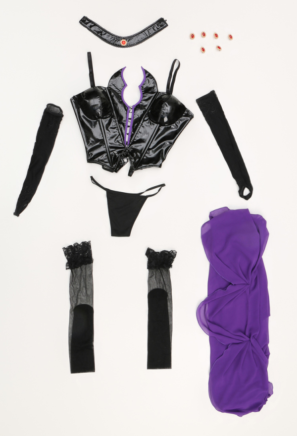 Love Healer Women Gothic Sexy Front Hollow High Slit PU Leather Sexy Lingerie Set Corset and Thong with Choker and Thigh Socks Love Healer Women Gothic Sexy Front Hollow High Slit PU Leather Sexy Lingerie Set Corset and Thong with Choker and Thigh Socks