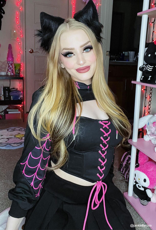 Dark Spider Gothic Lace-up Corset Black Hooded Top and Corset two-piece Set Dark Spider Gothic Lace-up Corset Black Hooded Top and Corset two-piece Set
