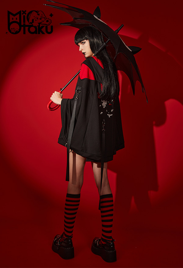 Emily the Strange Cat Ear Hooded Halloween Costume Black Bad Kitten Club Print Cloak Costume Emily the Strange Cat Ear Hooded Halloween Costume Black Bad Kitten Club Print Cloak Costume