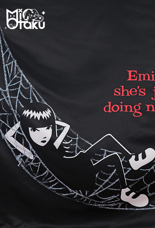 Emily the Strange Lying on the Spiderweb Print Halloween Wall Hanging Tapestry 60x40 Inch