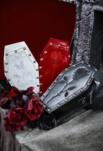 Gothic Coffin Crossbody Bag Grunge Embroidered Rivet Bag