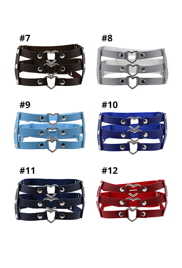 Gothic Hollow Heart Leg Harness Punk Style PU Leather Three Row Leg Harness