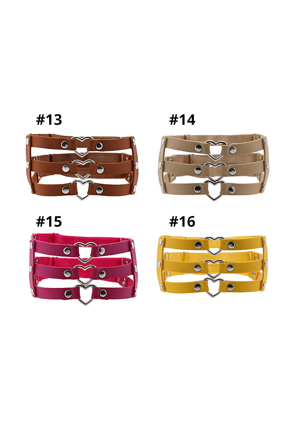 Gothic Hollow Heart Leg Harness Punk Style PU Leather Three Row Leg Harness