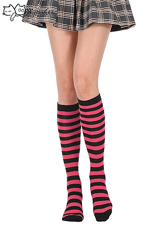 Meowcos.com E-girl Fashion Stripe Knee High Socks School Style Polyester Stockings Leg Warmer