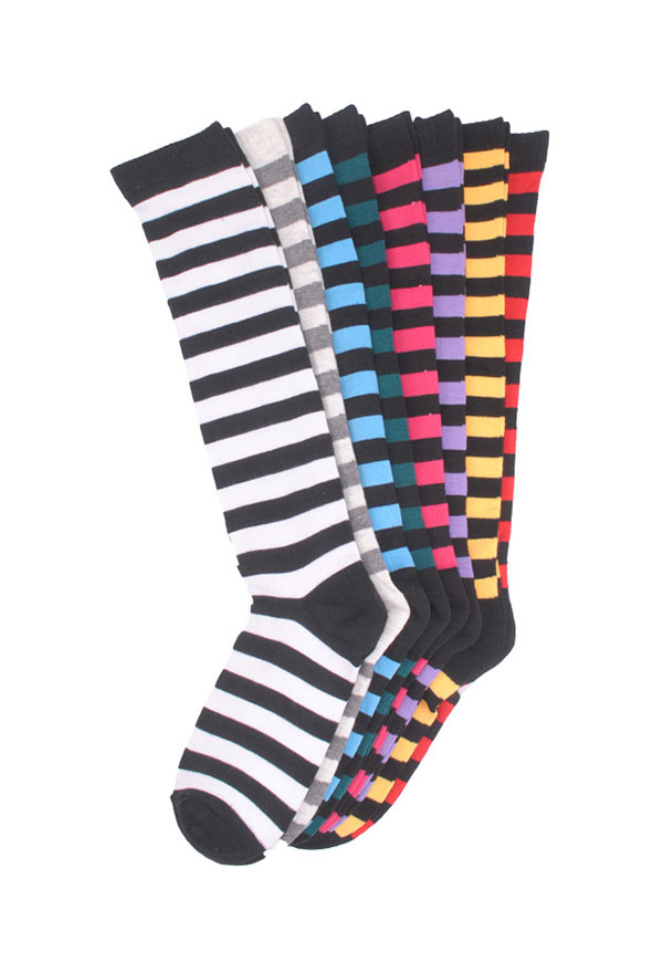 E-girl Fashion Stripe Knee High Socks School Style Polyester Stockings Leg Warmer
