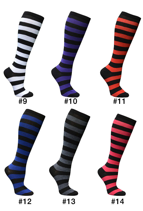 Meowcos.com E-girl Fashion Stripe Knee High Socks School Style Polyester Stockings Leg Warmer