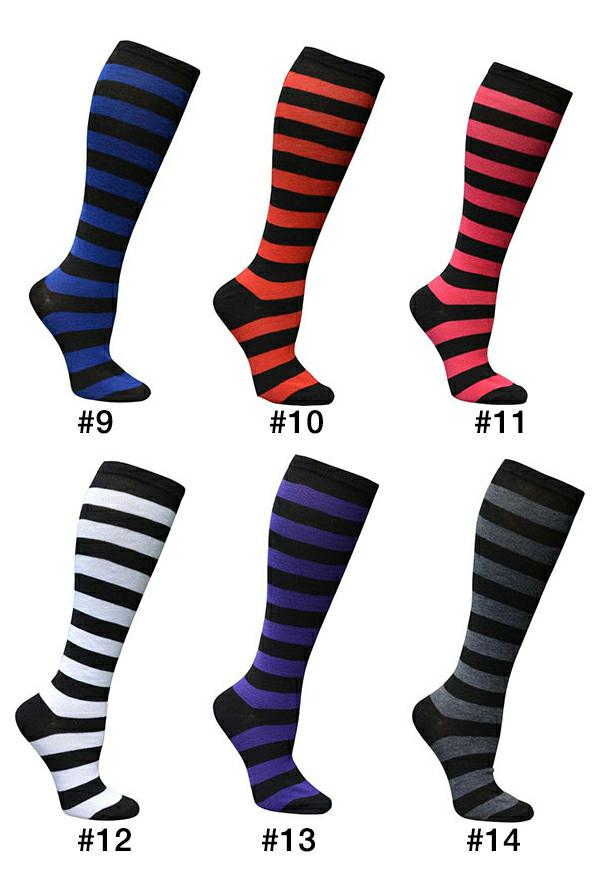 E-girl Fashion Stripe Knee High Socks School Style Polyester Stockings Leg Warmer