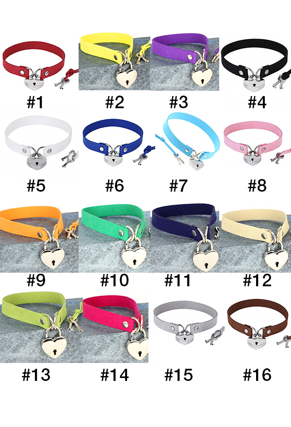 Gothic Casual Heart Lock Choker Punk Style Velvet Choker With Keys