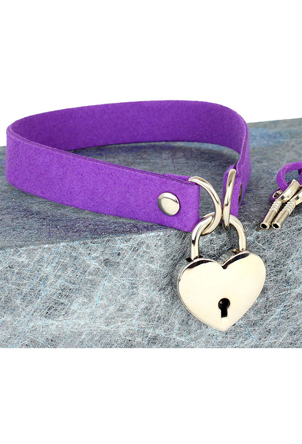 Gothic Casual Heart Lock Choker Punk Style Velvet Choker With Keys