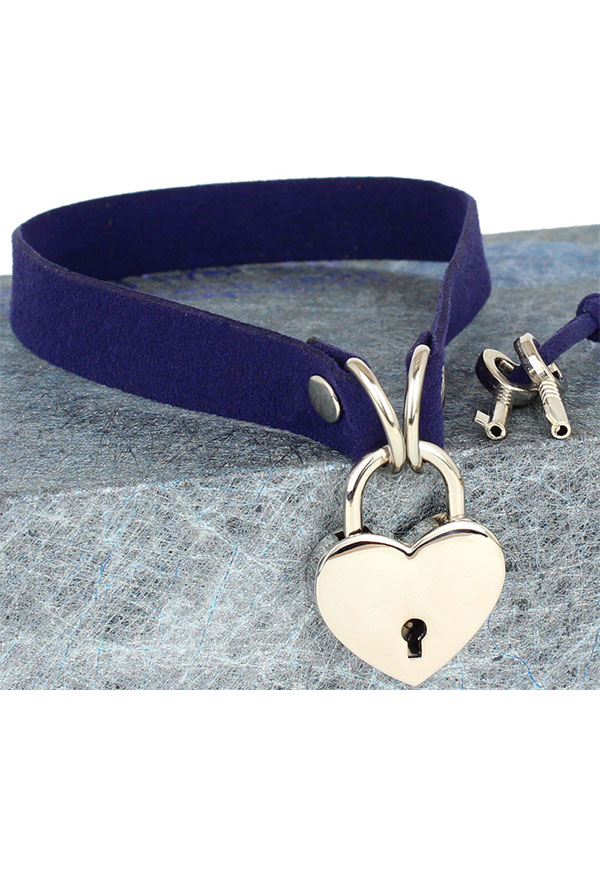 Gothic Casual Heart Lock Choker Punk Style Velvet Choker With Keys