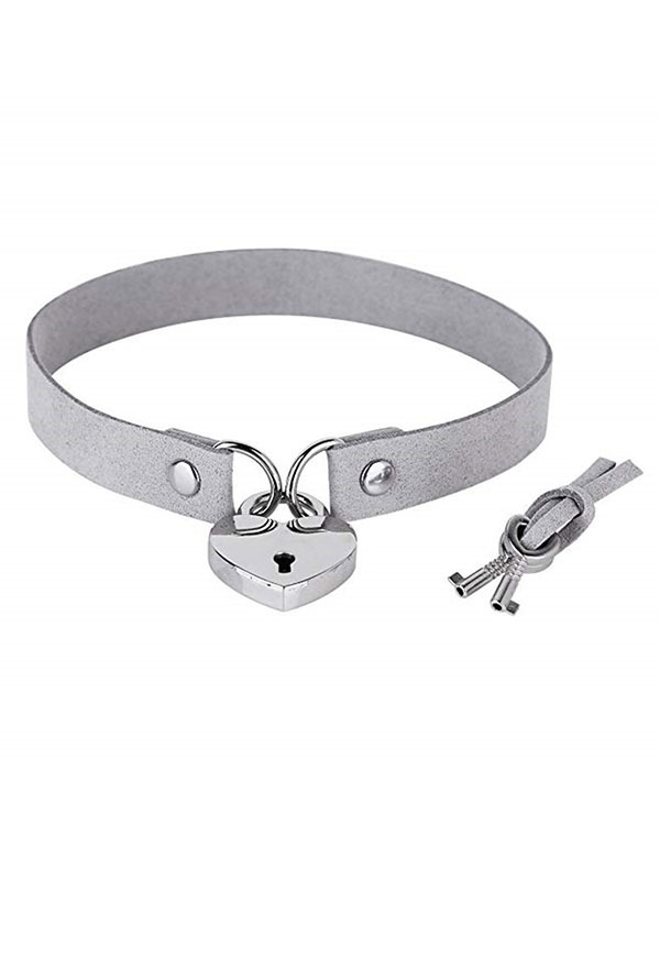Gothic Casual Heart Lock Choker Punk Style Velvet Choker With Keys