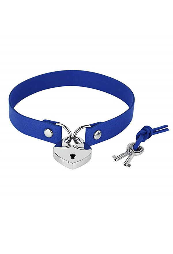 Gothic Casual Heart Lock Choker Punk Style Velvet Choker With Keys
