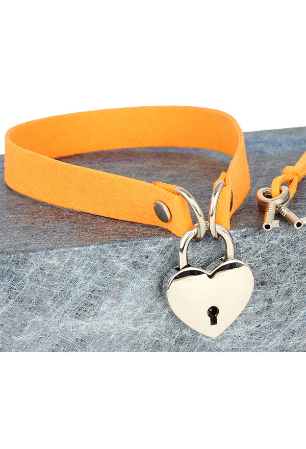 Gothic Casual Heart Lock Choker Punk Style Velvet Choker With Keys
