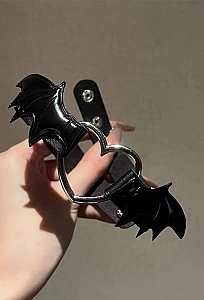 Gothic Halloween Black Heart Wings PU Choker Dark Style Adjustable Choker