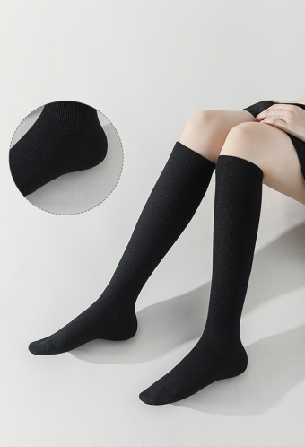 Gothic Black Calf Socks Fall and Winter JK Elastic Mid-calf Socks