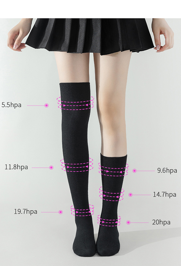 Gothic Black Calf Socks Fall and Winter JK Elastic Mid-calf Socks