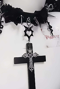 Gothic Black Rivet Cross Choker Dark Y2k Style Choker