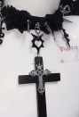 Gothic Black Rivet Cross Choker Dark Y2k Style Choker