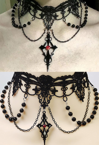 Gothic Halloween Black Lace Necklace Dark Lolita Style Choker