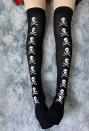 Halloween Gothic Black Skull Pattern Stockings Dark Style Over-the-knee Socks