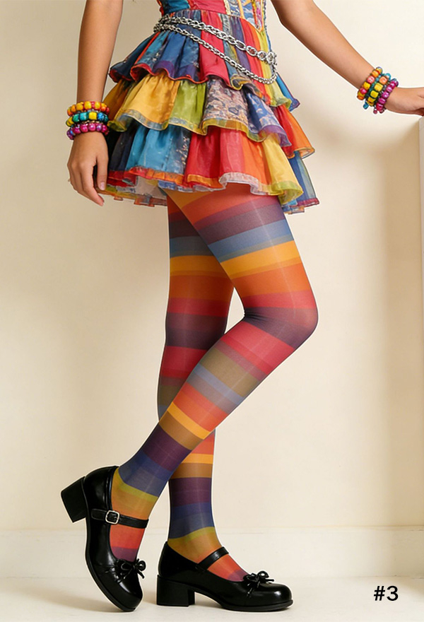 Rainbow Striped Polka Dot Pantyhose Pride Festival Colorful Summer Lightweight Pantyhose